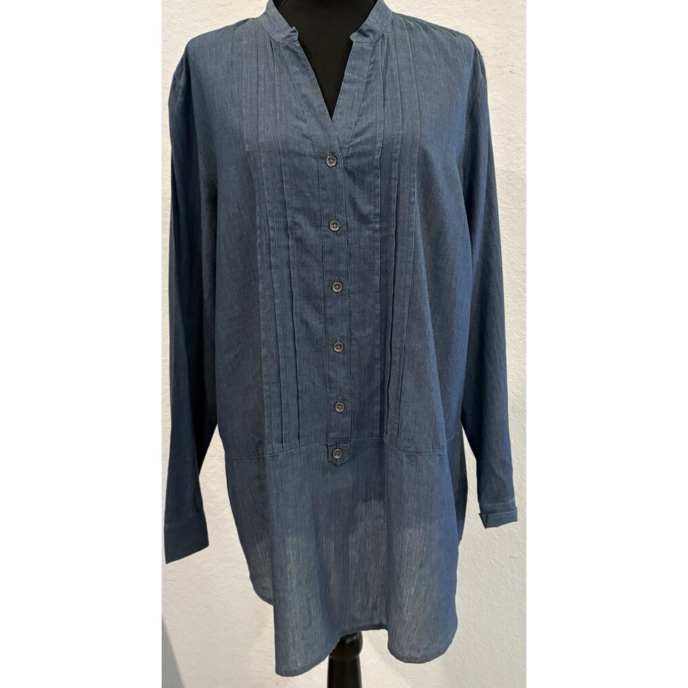 J. Jill Lightweight Striped 3/4 Button Shirt Size XL
